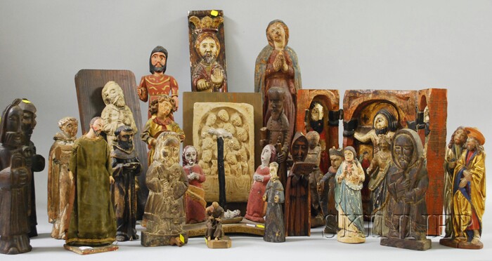 Appraisal: Collection of Mostly Carved and Painted Wood Santos Figures and