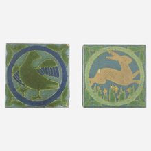 Appraisal: Grueby Faience Company RARE TRIVET TILES WITH DUCK AND RABBIT