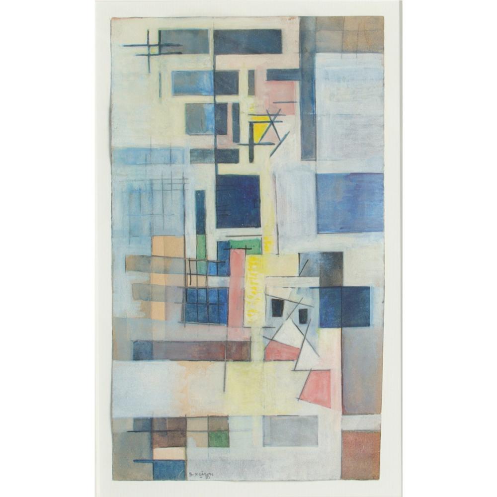 Appraisal: JEAN XCERON GREEK - COMPOSITION OIL ON PAPER H X