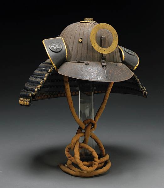 Appraisal: A suji-bachi kabuto helmet Edo Period The bowl of four-two