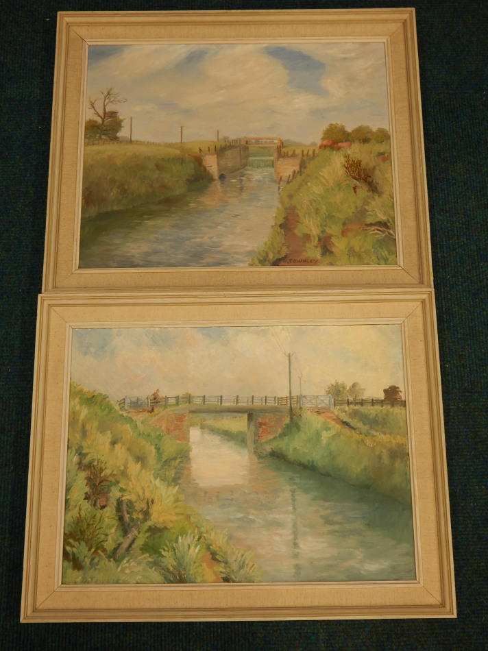 Appraisal: D Townley Bridge scene and the first lock oil on