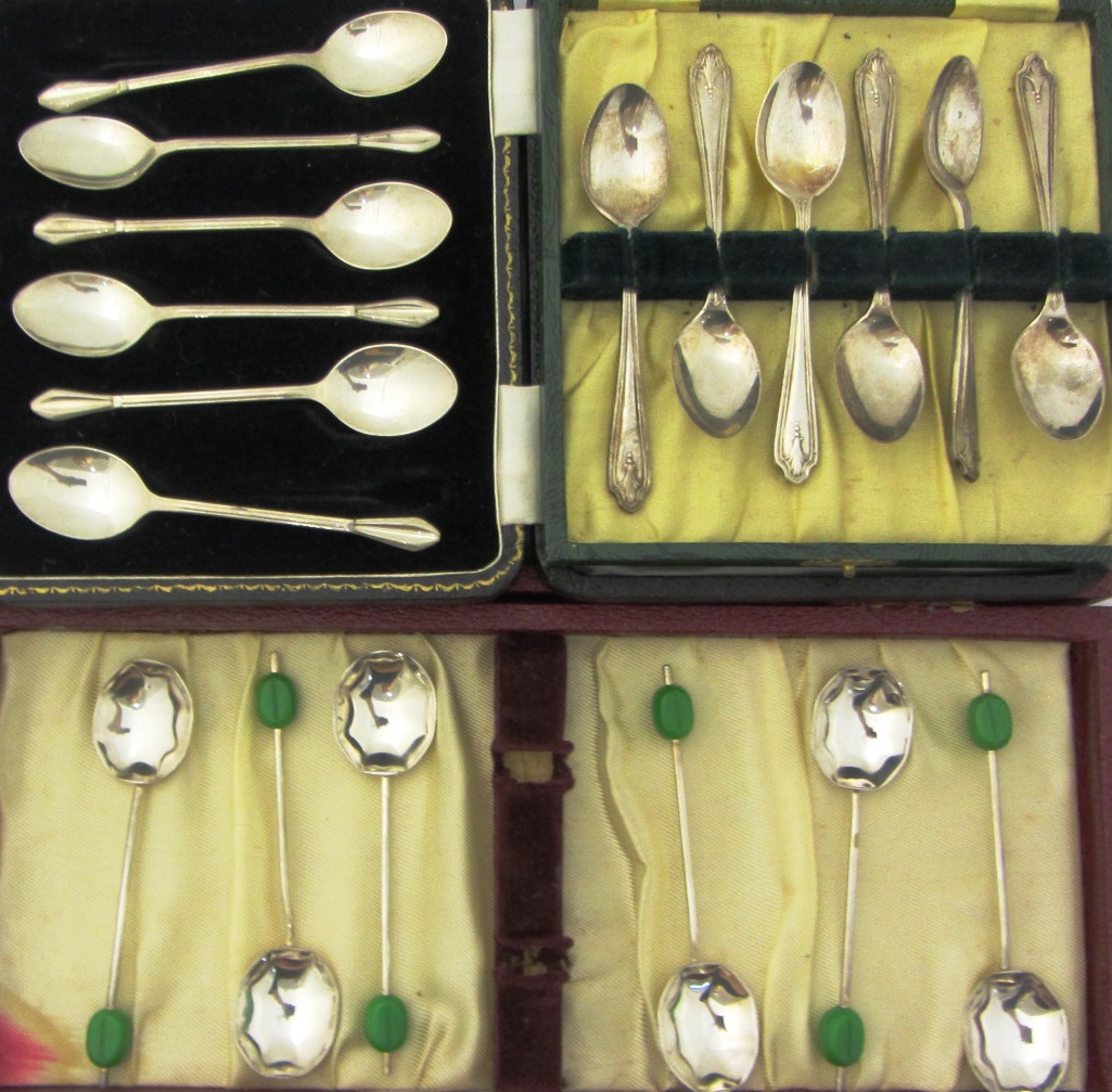 Appraisal: A set of six silver coffee spoons Birmingham cased a