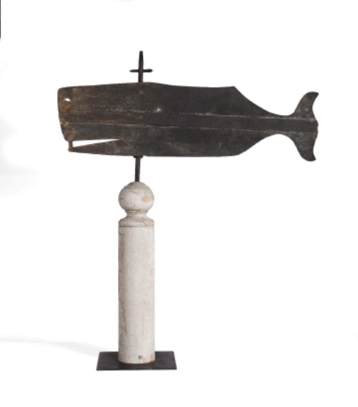 Appraisal: LARGE SHEET IRON WHALE WEATHERVANE CIRCA Mounted on an early