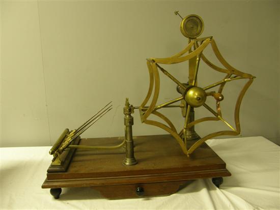 Appraisal: th Century hand propelled brass and mahogany wool winder made