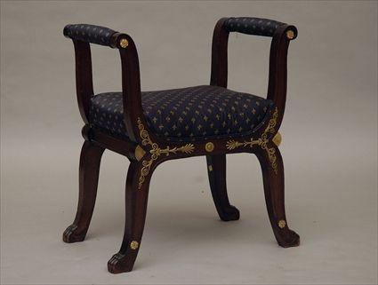 Appraisal: Empire-Style Mahogany and Ormolu-Mounted Bench