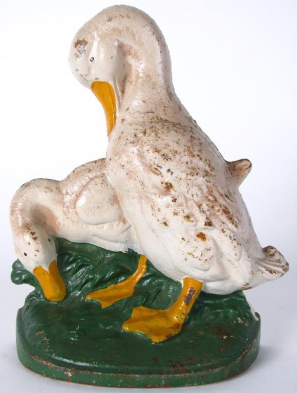 Appraisal: Vintage Hubley Cast Iron Two Ducks Doorstop white ducks with