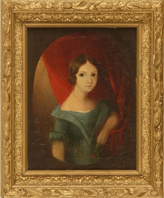 Appraisal: FRAMED PAINTING American th CenturyThree-quarter length portrait of a young