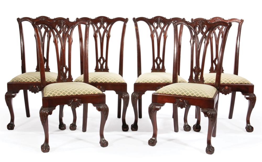 Appraisal: Set of Eight Georgian-Style Mahogany Dining Chairs incl arm and