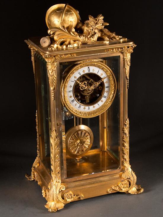 Appraisal: Louis XV style gilt bronze crystal regulator clock late th