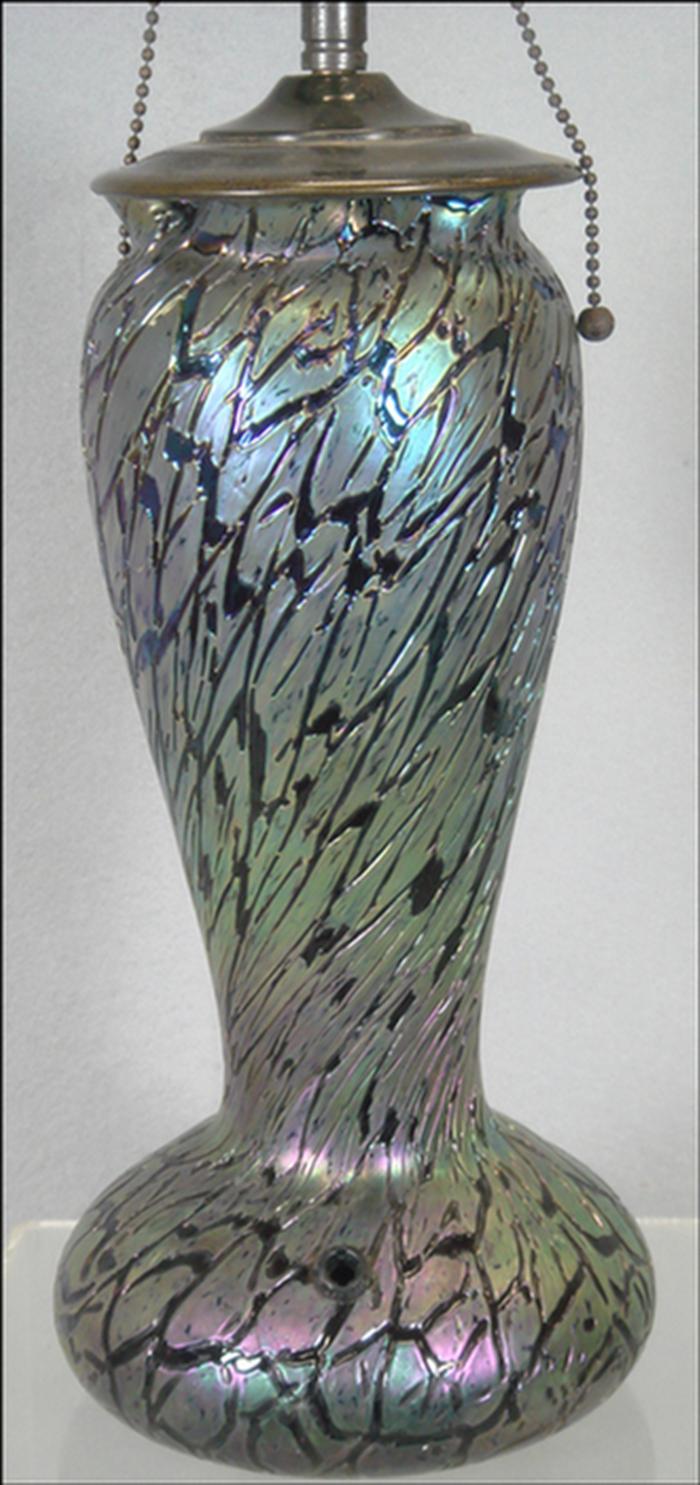 Appraisal: Iridescent Loetz type art glass vase probably by Rindskopf base