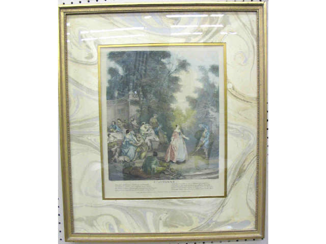 Appraisal: Pair of French-style framed prints entitled L'Autonne and Le Printems