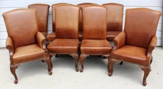 Appraisal: Bernhardt leather dining chairs Bernhardt brown leather upholstered dining chairs