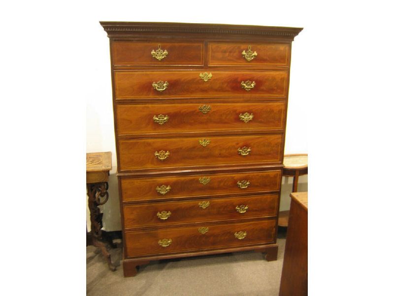 Appraisal: ENGLISH TH CENTURY MAHOGANY CHEST ON CHEST Flat top with