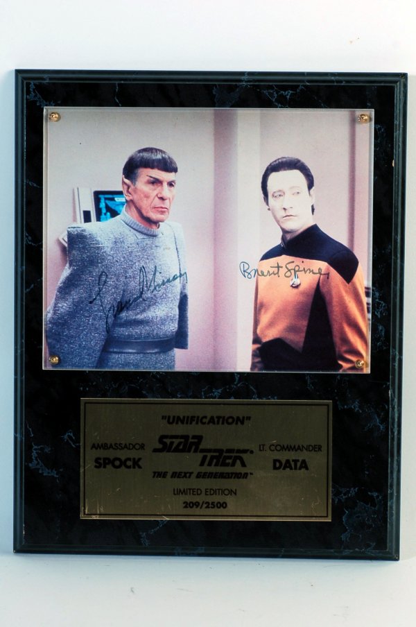 Appraisal: Photograph of Leonard Nemoy as ambassador Spok and Brent Spinner