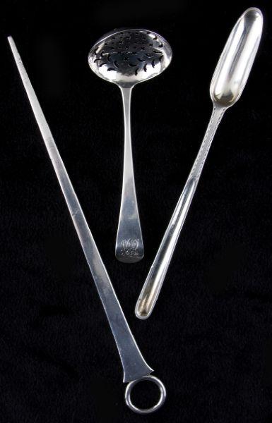 Appraisal: Three Pieces of George III Sterling Flatware the first a