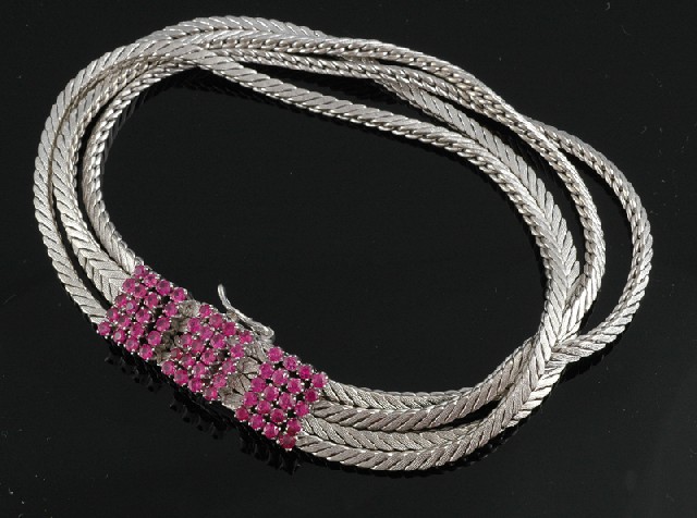 Appraisal: A RUBY AND GOLD BRACELET The ct white gold four