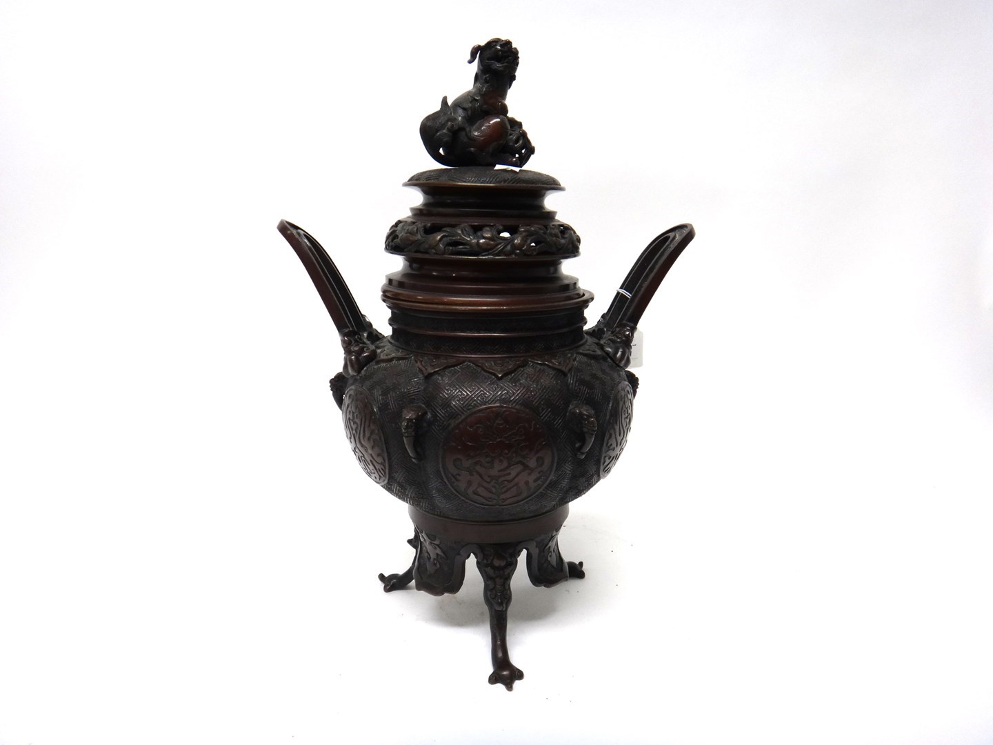 Appraisal: A Chinese bronze two-handled censer and cover late th early