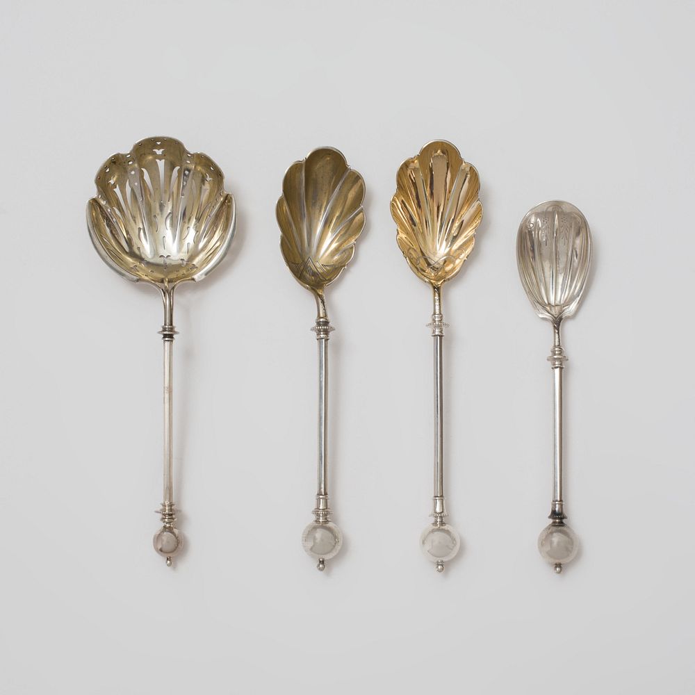 Appraisal: Group of Four George Sharp Silver Dessert Servers Each marked