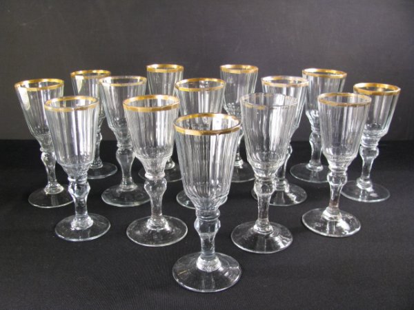 Appraisal: Fourteen th century German cut glass stems with gold gilt