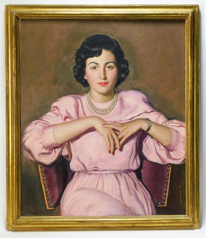 Appraisal: WALTER SHERWOOD PORTRAIT PAINTING OF ELEGANT WOMAN Rhode Island -