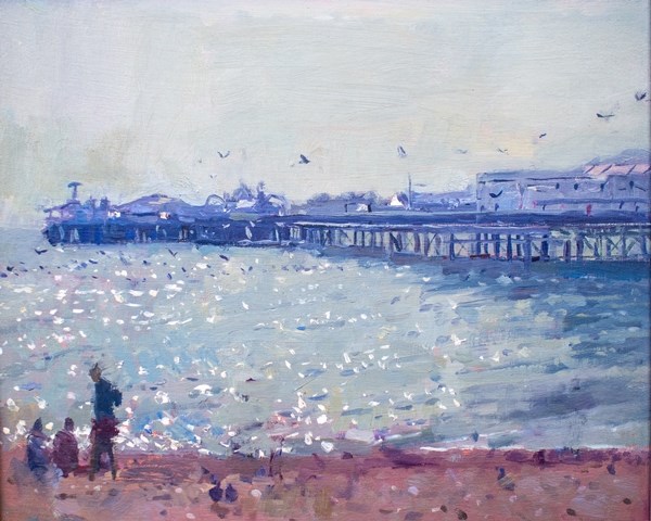 Appraisal: Bo Hilton b Hazy day at Brighton oil on canvasboard