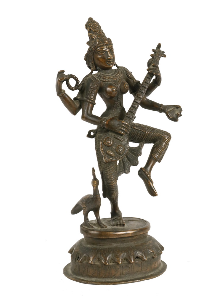 Appraisal: HINDU BRONZE FIGURE Continental Indian Figure of the Goddess Saraswati