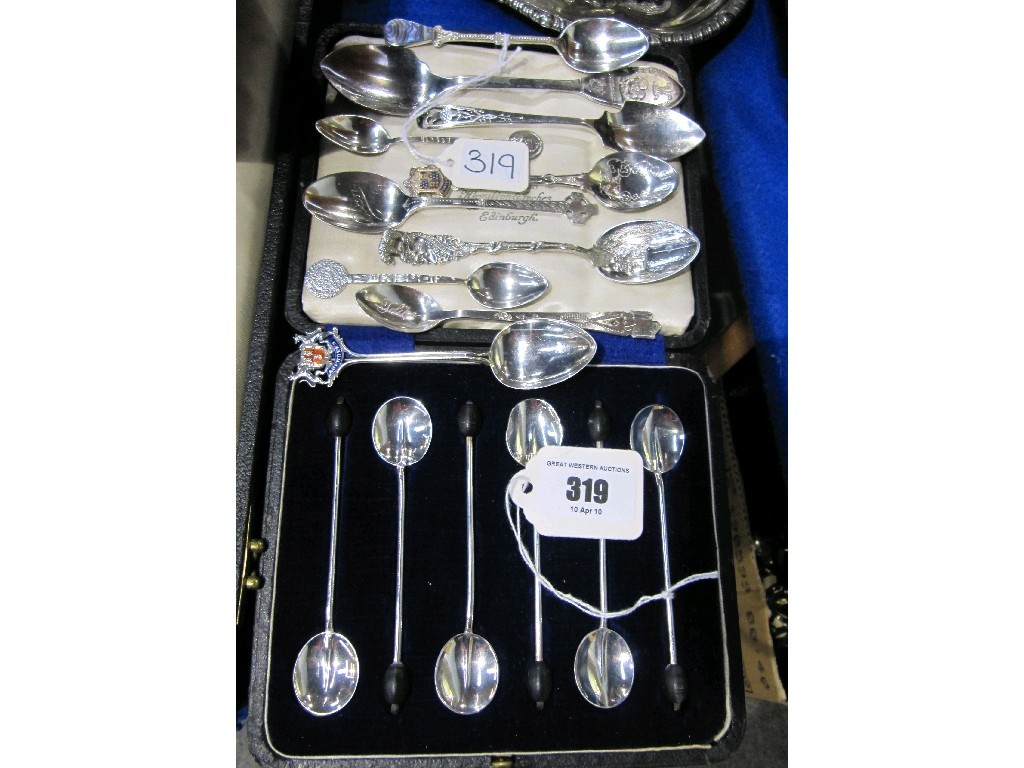 Appraisal: Lot comprising cased set coffee bean spoons and some loose