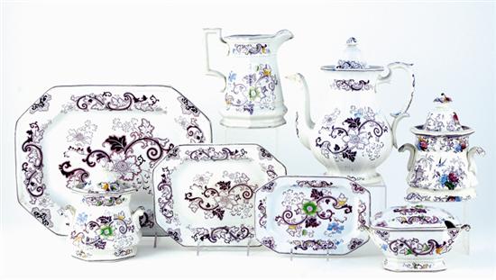 Appraisal: Collection of transferware serving pieces th century Aurora pattern comprising