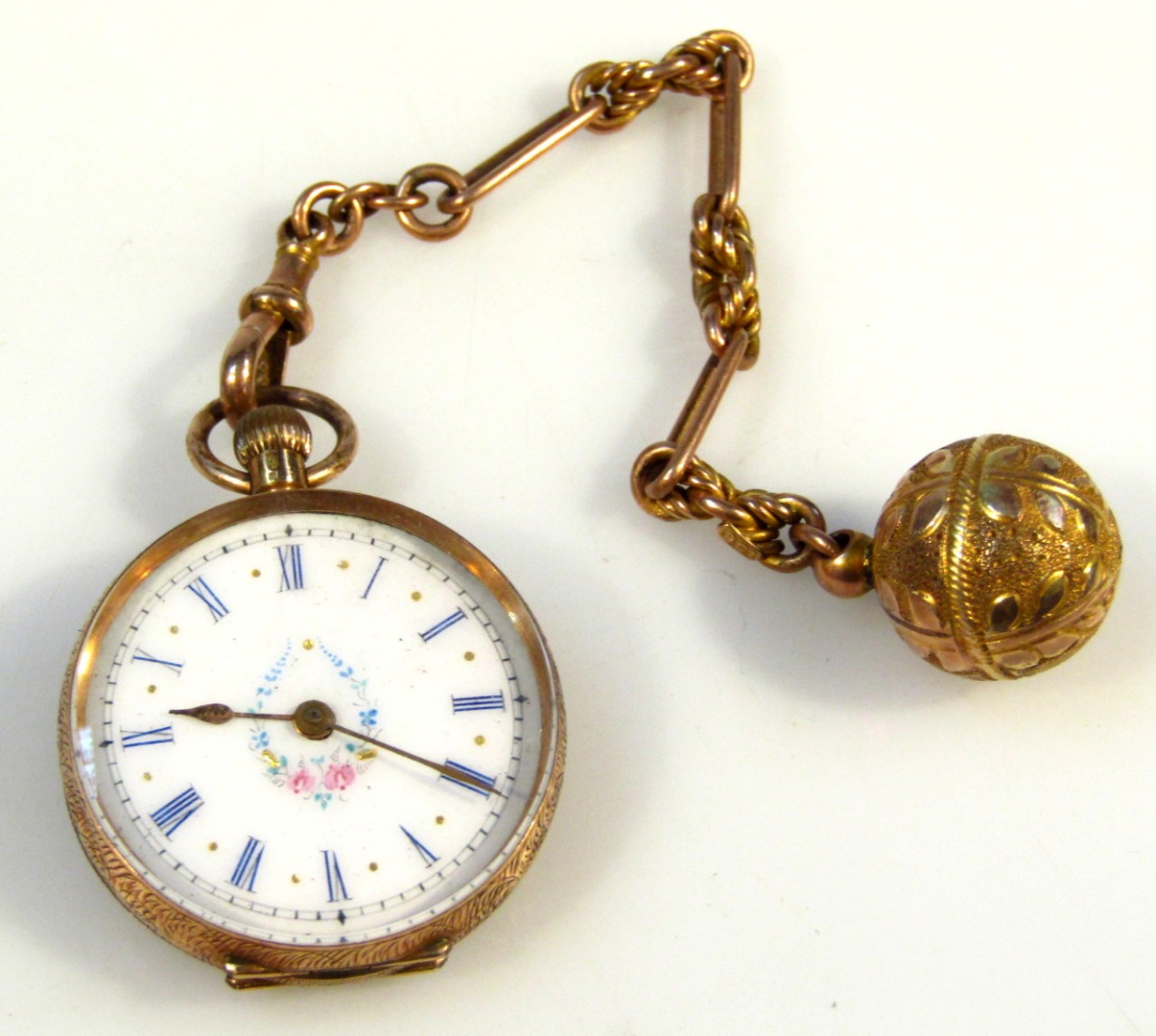 Appraisal: A ladies fob watch the cm enamel dial with Roman