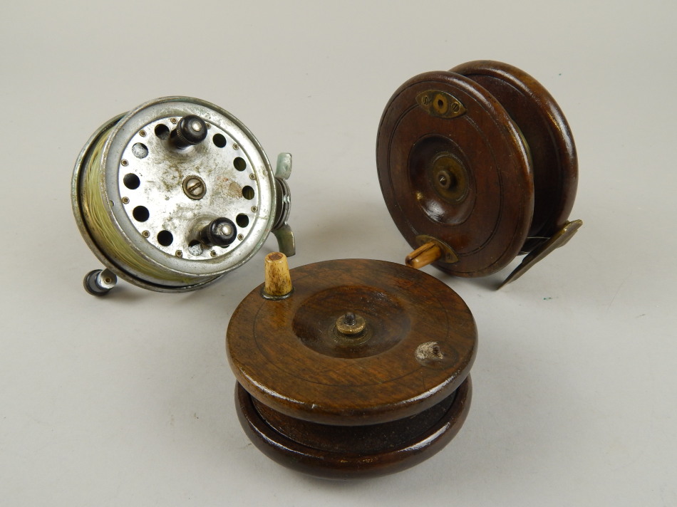 Appraisal: Three fishing reels to include a Japanese Olympic example