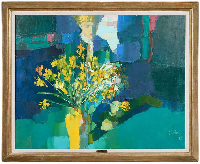 Appraisal: Nicola Simbari Italian - Daffodils incised wet paint signature lower