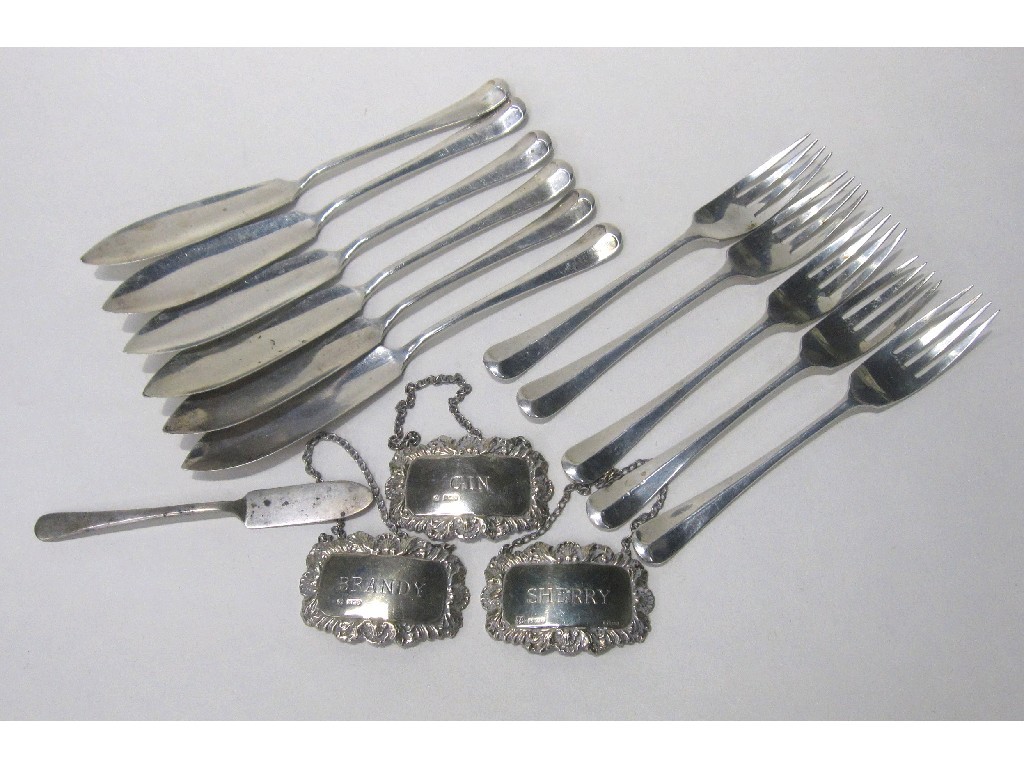 Appraisal: Lot comprising five silver fish forks and six knives Sheffield