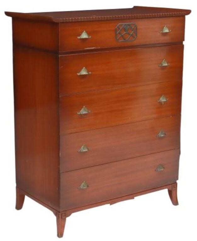 Appraisal: American mahogany tall chest of drawers Northern Furniture Company first