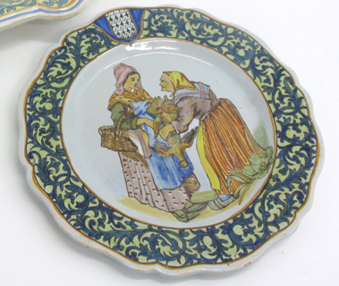 Appraisal: QUIMPER PORQUIER BEAU FRENCH PLATE c Hand painted under glaze