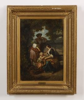 Appraisal: Narcisse Diaz signed O c harvest scene th century oil