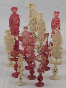 Appraisal: A th century ivory oriental chess set the king measuring