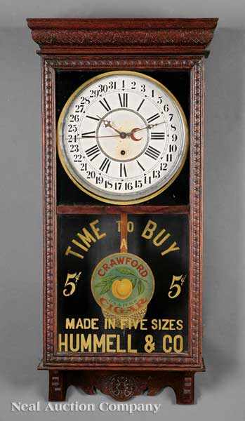 Appraisal: An Antique American Oak Advertising Calendar Clock c marked on