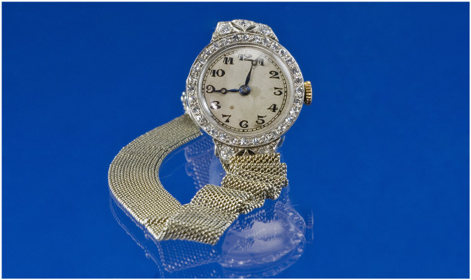 Appraisal: ct White Gold Diamond Cocktail Watch The Bezel Set With