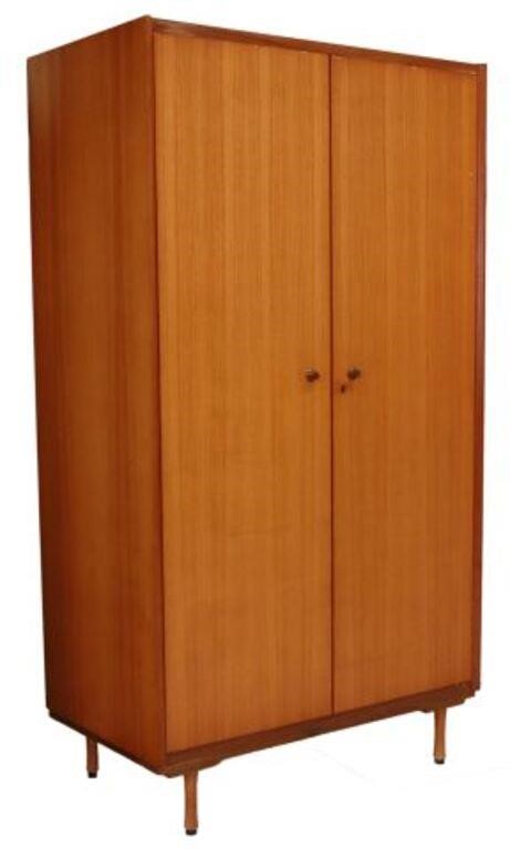 Appraisal: Italian mid-century modern teak wardrobe armoire c s two doors