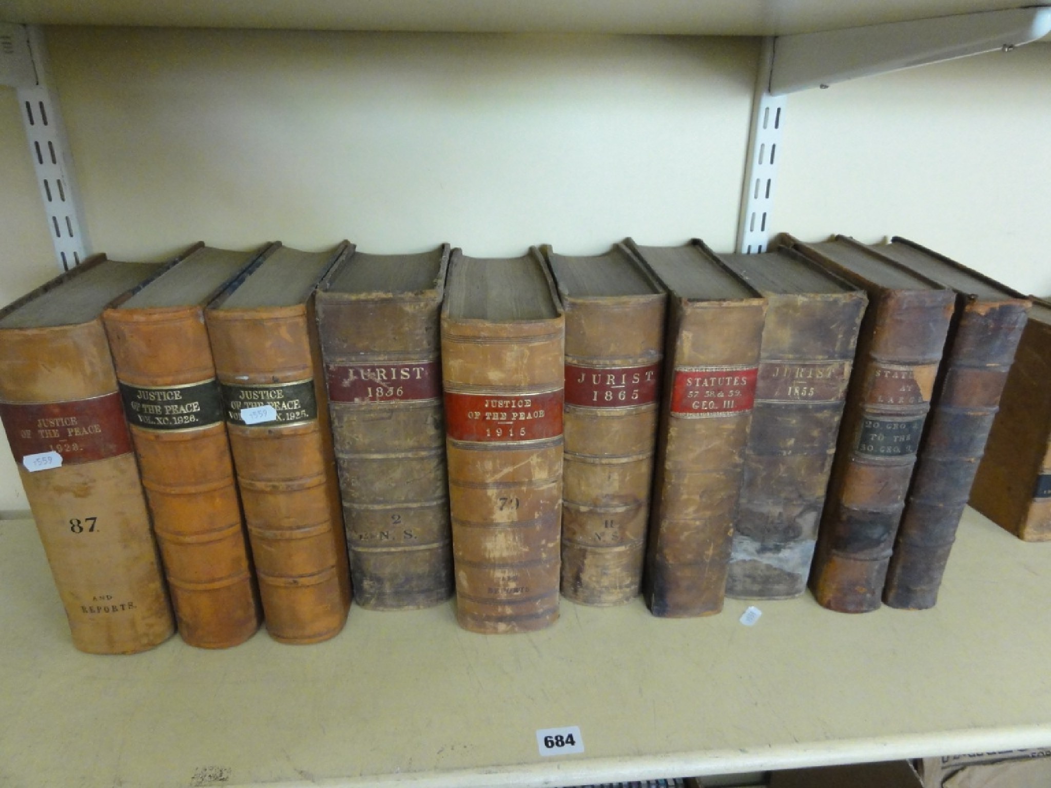 Appraisal: Ten volumes The Jurist Statutes at Large covering George II