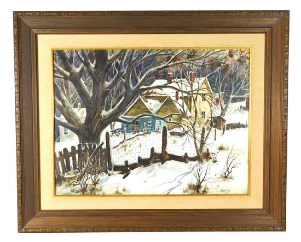 Appraisal: Henry Gasser American - watercolor on paper depicts snow scene