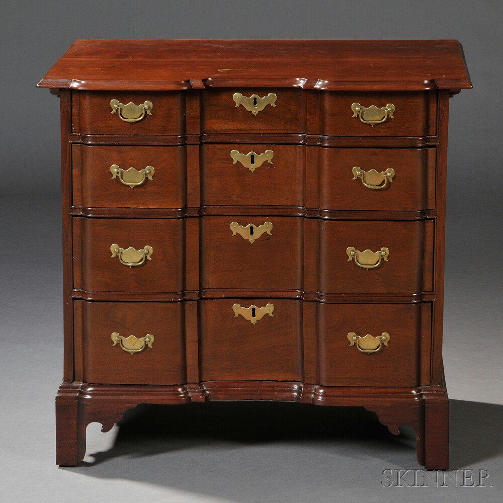 Appraisal: Chippendale Mahogany Block-front Chest of Drawers probably Boston c -