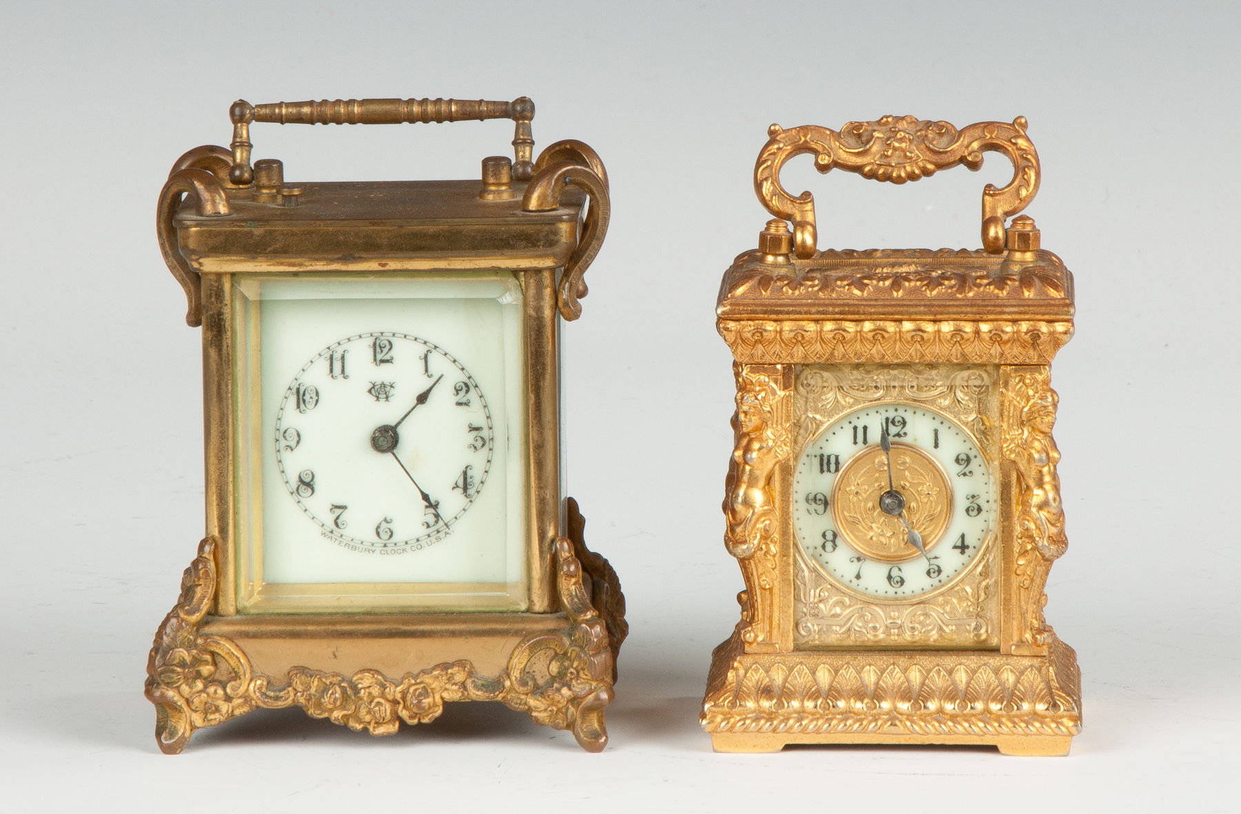 Appraisal: Two Carriage Clocks L Waterbury with brass case beveled glass