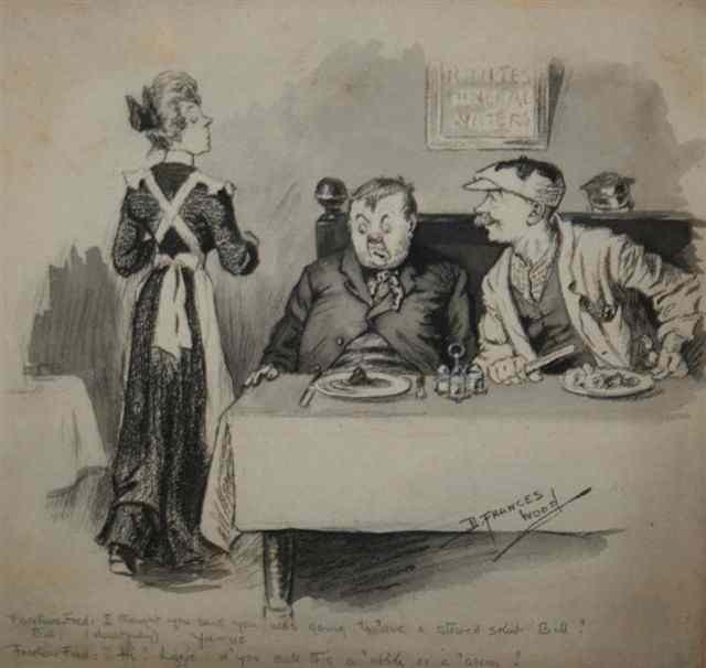 Appraisal: D FRANCES WOOD - A humorous cartoon sketch signed and