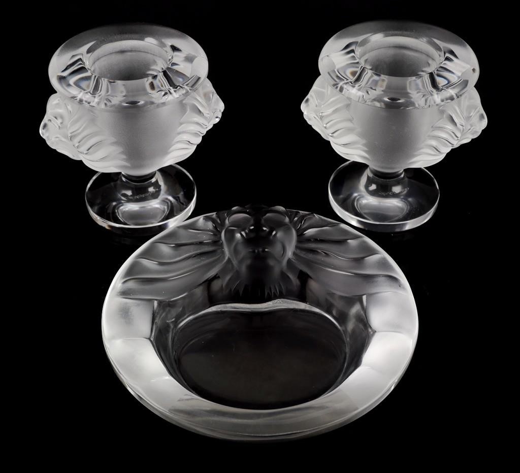 Appraisal: Two cigarette or match holders and an ashtray all Lalique