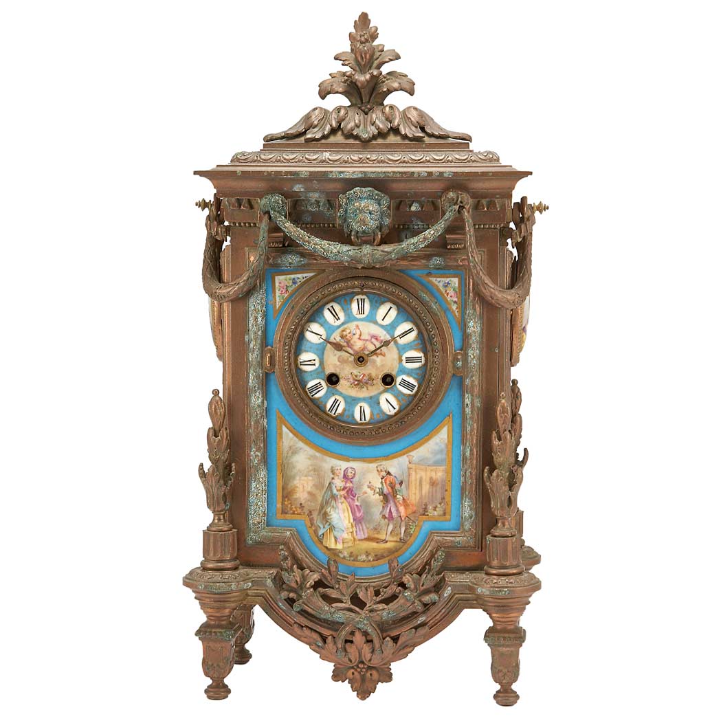 Appraisal: Sevres Style Porcelain and Metal Mantel Clock Late th early