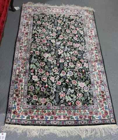 Appraisal: Contemporary Handmade Oriental Scatter Carpet Floral pattern on a dark