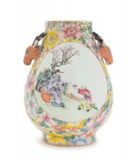 Appraisal: A Famille Rose Porcelain Hu Vase A Famille Rose Porcelain