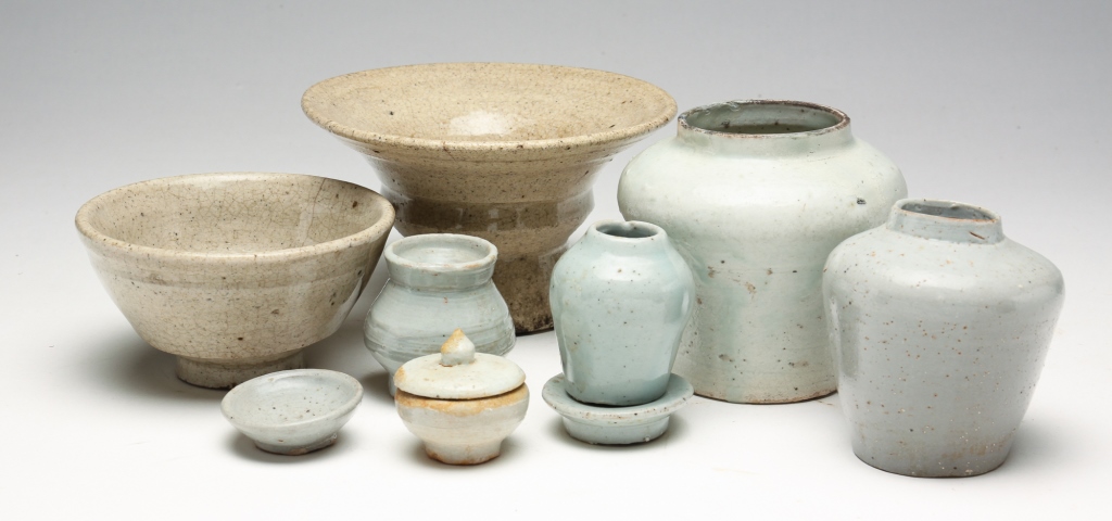 Appraisal: GROUP OF KOREAN POTTERY INCLUDING MINIATURES Joseon dynasty late th-late