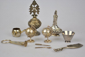 Appraisal: An Indian chased metal scent bottle and stopper another scent